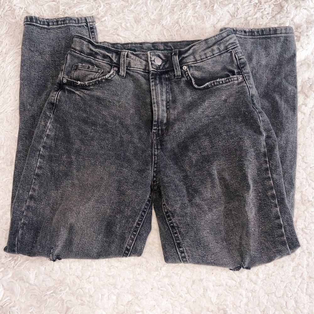 high rise ripped jeans
